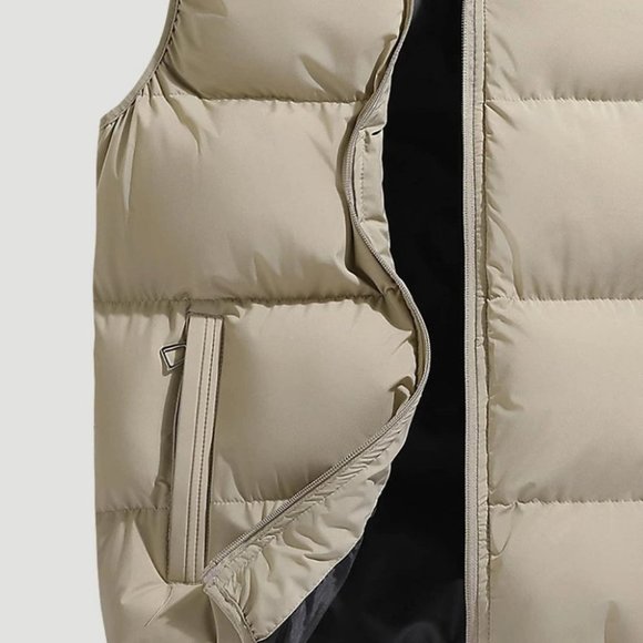 Khaki Mens Puffer Vest - Picture 3 of 4